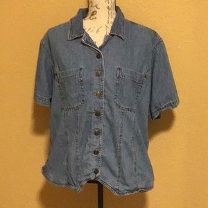 18/20W Faded Glory Woman Stonewashed Denim Shirt.